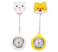 Healeved 2pcs Cartoon Nurse Pocket Watch Clip Fob Watch Lightweight Design Easy to Read Arabic Markers Daily Water Resistant for Nurses and Friends