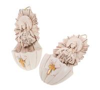 Healeved 2pcs Catholic Resin Holy Water Font Wall Hanging Decoration for Home Entrance, Indoor Wall Decor for Family Chapel, 6.5×4×12cm Sacred Basin Gift for First Communion