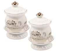 Healeved 2pcs Ceramic Water Offering Cups with Tray, White Porcelain Buddhist Lotus Flower Cups for Ritual Use and Decoration, for Buddhist Ceremonies and Temple Worship