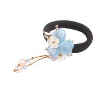 Healeved 2pcs Chalcedony Petal Headdress Retro Hair for Chinese Han Clothing Elegant Elastic Hair Tie for Women for and Cultural Events