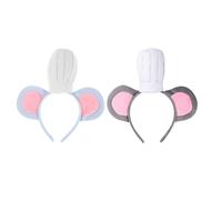 Healeved 2PCS Chef Mouse Headband, Novelty Rat Ear Hairbands with Mini Chef Hat, Halloween Costume Accessories, Cartoon Animal Ears for School Play, Cosplay Party