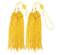 Healeved 2Pcs Chinese Knot Sword Tassels for Martial Arts Swords 50Cm Gold Yellow Taiji and Fencing Decorations Traditional Chinese Style Accessories for Competition and Training