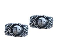 Healeved 2pcs Chinese Style Copper Taoism Ring for Men and Women Yin Design present for Lovers and Friends for Birthdays and Festivals