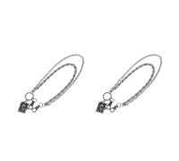 Healeved 2pcs Chunky Punk Skull Chain Belt Accessory for Pants in Silver Metal, Double Layered Jeans Waist Chain with Vintage Hip Hop Style for Men and Unisex, for Halloween Parties