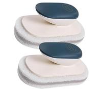 Healeved 2pcs Cleaning Sponge Scrubbers with Handle Ergonomic Kitchen Bathroom Brush for Easy Dish Washing Super Absorbent Durable for Pots Pans Plates and More Dark Blue