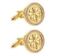 Healeved 2Pcs Clover Zircon Cufflinks: Shirt Cuff Links Shamrock Jewelry - Four Leaf Formal Cuff Studs - Irish Symbol Business Attire, Father’s Day Gift, Wedding Groom Accessories