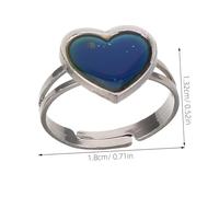 Healeved 2Pcs Color Changing Mood Rings for Women Temperature Sensitive Open Rings with Heart Shape Design Emotion Reflecting Jewelry for Halloween Christmas Birthdays
