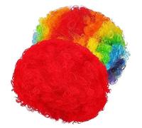 Healeved 2pcs Colorful Clown Wigs Short Fluffy Rainbow Wigs for Adults Curly Afro Style Halloween Costume Accessories Unisex Carnival Party Hairpieces