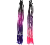 Healeved 2pcs Colorful Wig Braids Long Ponytail Extension Synthetic Dreadlock Hairpiece for Rave Party Girls Dress