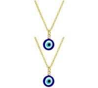 Healeved 2pcs Creative Devil Eyes Pendant Necklaces Blue Eye Neck Chain Decor for Women Simple Gold Plated Stylish Jewelry to Ward off Bad Luck and Enhance Cool Looks