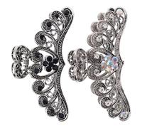 Healeved 2pcs Crystal Rhinestone Hair Claw Clip - High-End Metal Hair Buckle - Vintage Hollow Styling Jewelry - Novelty Bird Wing Design Jaw Clips Accessories