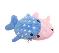 Healeved 2pcs Cute Plush Shark Coin Purse Small Zipper Change Pouch for Travel School Kawaii Novelty Whale Shark Plush Animal Purses