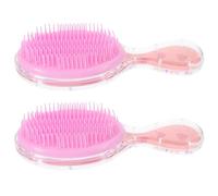 Healeved 2pcs Cute Portable Hair Brush for Travel and Home Use Detangling Soft Bristle Comb for Girls Massage Function