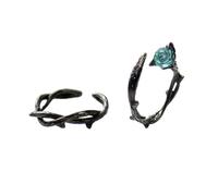 Healeved 2Pcs Delicate Couple Thorn Rose Rings Creative Open Band Finger Accessories for Men and Women Chic Unique Engagement Anniversary Jewelry