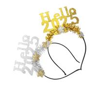 Healeved 2pcs Digital Draw Hairband Year Accessories for Women Happy Year Party Headband Gold Material