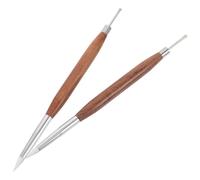 Healeved 2pcs Dual-ended Nail Art Pens with Silicone and Wood Handles for Gel Polish Carving and Embossing Versatile Nail Drawing Brushes