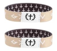 Healeved 2pcs Elastic Bible Wristbands Scripture Verses, Spiritual Inspirational Christian Bracelets for Men and Women, Black and Grey Tree Design, Faith Wristbands for Church and Religious