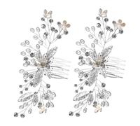 Healeved 2pcs Elegant Bridal Hair Comb Crystals and Rhinestones Handmade Wedding Accessories for Bride for Special Occasions and Parties Radiant Hairpiece