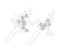 Healeved 2pcs Elegant Rhinestone Pearl Hair Sticks Set for Bride Bridesmaids Wedding Hair Accessories Durable Stylish Shaped Hairpins