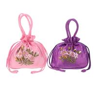 Healeved 2pcs Embroidered Bag: Chinese Takeout Purse - Decorative Hanfu Purse - Jewelry Pouch Drawstring Bag for Women - Bride Wedding Gift