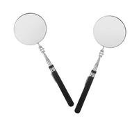 Healeved 2pcs Extendable Vehicle Inspection Mirror with 85mm Large round Lens, Telescopic under Car Inspection Tool with Black Handle for Mechanics and Technicians