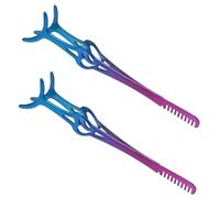 Healeved 2pcs Eyelash Clamp Tweezers with Comb Multi-Functional Beauty Accessories for Curling Applying False Lashes and Grooming Eyebrows Lash Lift Tool with Gradient Blue-red Finish