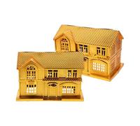Healeved 2pcs Festival Sacrificial Plastic Crafts Ancestor Worship Ritual Supplies Elegant Luxury Gold Plastic Memorial Ceremony Spacious Offering Space Sacrificial Supplies Needs Qingming