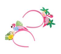 Healeved 2pcs Flamingo Headbands with Coconut Tree Floral Accents Tropical Hair Accessories for Beach Parties Hawaiian Weddings and Summer Festivals Comfortable and Stylish Headwear