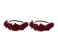 Healeved 2pcs Floral Headband 7cm Beach Floral Hairband Wedding Headpiece Bridal Headwear Headdress Flower Girl Crown Perfect Party Prop