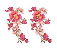 Healeved 2pcs Flower Patches Sew on Applique Polyester Red Decorative for Shirts and Cushions Tailor Shop Clothes Shop