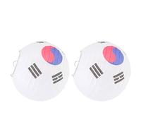Healeved 2Pcs Foldable Korean Taegeuk Paper Lanterns 8 Inch (20Cm) White Round Decorative Hanging Lampshades for Bar, Restaurant, and Asian Cuisine Ambiance
