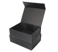 Healeved 2pcs Folding Cover Boxes with Lid Small Black Magnetic Paper Boxes Lightweight Elegant Packaging for Presents Weddings Holidays and Retail Use