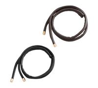 Healeved 2pcs French Style Leather Ponytail Hair Ties Set Black and Dark Brown Ponytail Wraps for Thick Hair Women Simple Elegant Hairbands Suitable for Daily and Formal