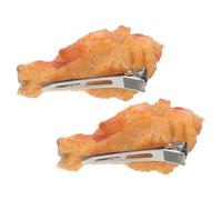 Healeved 2pcs Funny Hairpins Fried Chicken Legs Hair Clips Pvc Chicken Drumstick Shape Secure Nonslip Grip Sturdy Use Women Birthday Party Hair Accessories