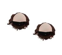 Healeved 2pcs Funny Old Man Bald Wig for Men with Short Hair Style, Realistic Design and Natural Look, Easy Maintenance Blended Yarn and Latex Bald Costume Cap for Wedding Jokes and Photo