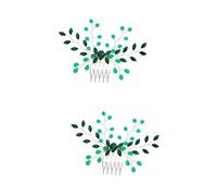 Healeved 2pcs Green Crystal Rhinestone Hair Side Comb for Brides Wedding Hair Accessories for Women for Special Occasions