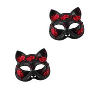 Healeved 2pcs Half Face Fox Cosplay Mask with Enhanced Visibility for Halloween Masquerade Ball and Themed Parties Reusable Animal Eye Covering for Costume Roleplaying and Carnival Events