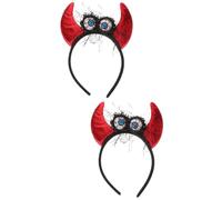 Healeved 2pcs Halloween Devil Headband with Eyeball Decor Glow the Dark Hair Hoops for Parties Carnival and Cosplay Costume Accessory for Women