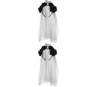 Healeved 2pcs Halloween Skull Headband with Fake Roses Unique Tulle Hairband for Women for Cosplay Themed Parties and Halloween Costumes Fits Fun Photo Prop Accessories
