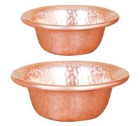 Healeved 2pcs Handcrafted Copper Buddhist Offering Bowls with Multiuse Design, Vintage Artistic Style for Worship Decoration and Home Use, Antique Copper Ritual Bowls for Altar and Smudging