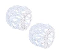 Healeved 2pcs Handmade Blue Rhinestone Crochet Elastic Bun Hair Nets for Women, Dance Bun Cover for Ballet, Skating, Party and Special Occasions