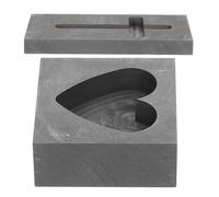 Healeved 2pcs Heart Shape and Cross Shape Graphite Ingot Casting Molds for Copper and Silver Metal Jewelry Making with Oil Groove Design