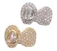 Healeved 2pcs Hip-hop Gold Silver Zirconia Teeth Grills Jewelry Caps Removable Bling Mouth Grills for Women Rappers Stage Events Halloween Costume