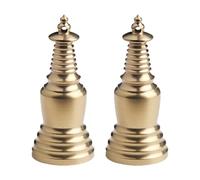 Healeved 2pcs Hollow Hollow-out Brass Pagoda Pendants DIY Keychain Charms Vintage Small Brass Pendants for Home Decor and Custom Jewelry Making