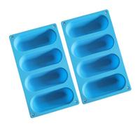 Healeved 2pcs Hot Dog Bun Pan Sausage Mold 10.6x4.7x1.6inch Silicone Reusable Dishwasher Safe Blue Bakeware for Home Cooking and Commercial Use