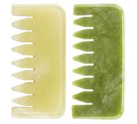 Healeved 2Pcs Jade Massage Combs Wide Tooth Scalp Massage Tools for Headache Relief Blood Circulation and Muscle Relaxation Portable Head Massagers