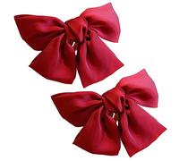 Healeved 2PCS Large Bowknot Hair Clip Set Extra Large Hair Barrettes for Women for Parties and Everyday Use Soft Satin Material Red