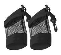 Healeved 2pcs Lightweight Mesh Golf Ball Bags Nylon Drawstring Pouches with Cord Lock Closure for Sports Gear Storage Quick Access Single-Sided Design Professional Black Golf Accessory