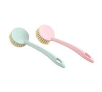 Healeved 2pcs Long Handle Kitchen Cleaning Brushes Natural Bristle Scrub for Pots Pans Counters Reusable Brush Red Green