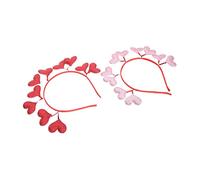 Healeved 2pcs Love Heart Hair Bands Flexible Comfortable Party Hair Accessories for Wedding and Valentine's Day Fashionable Heart Headbands for Secure Fit for Various Random Color